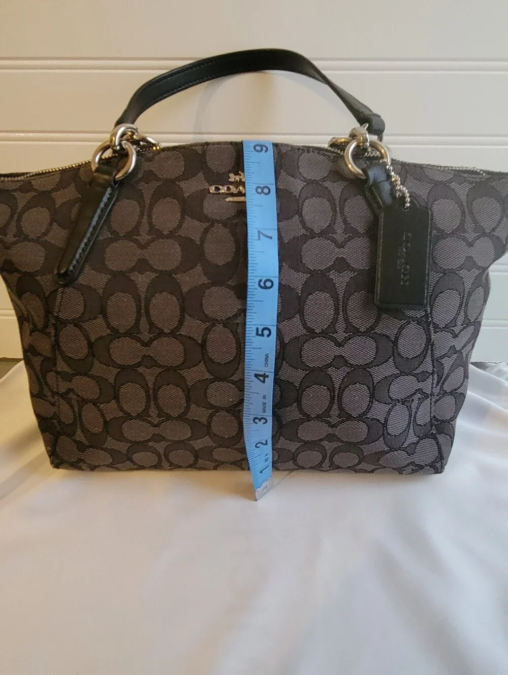 CoachKelsey Satchel in Signature Jacquard – F27582 – Black Smoke/Black